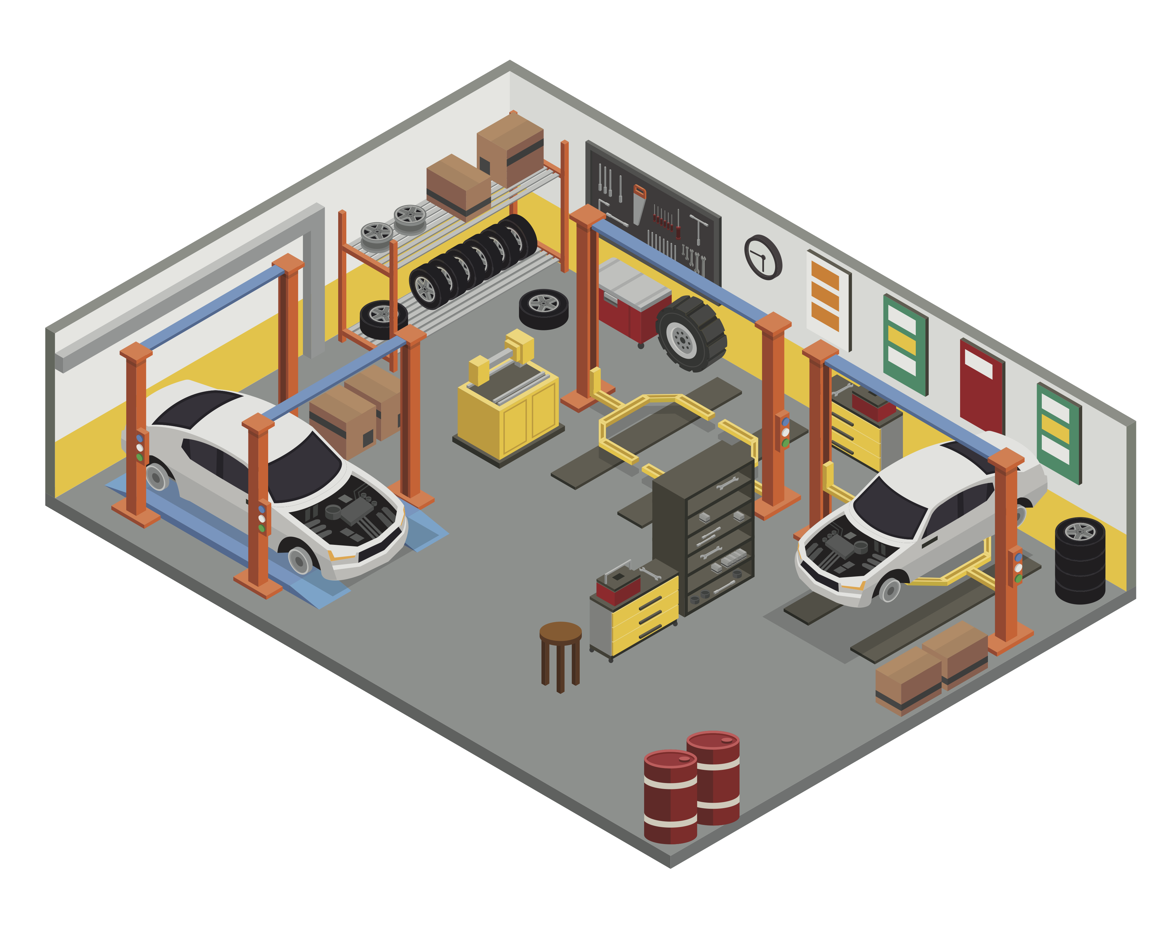 Atherton isometric auto body garage