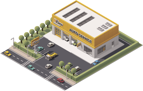Foster City Auto Body Isometric Auto Body Garage